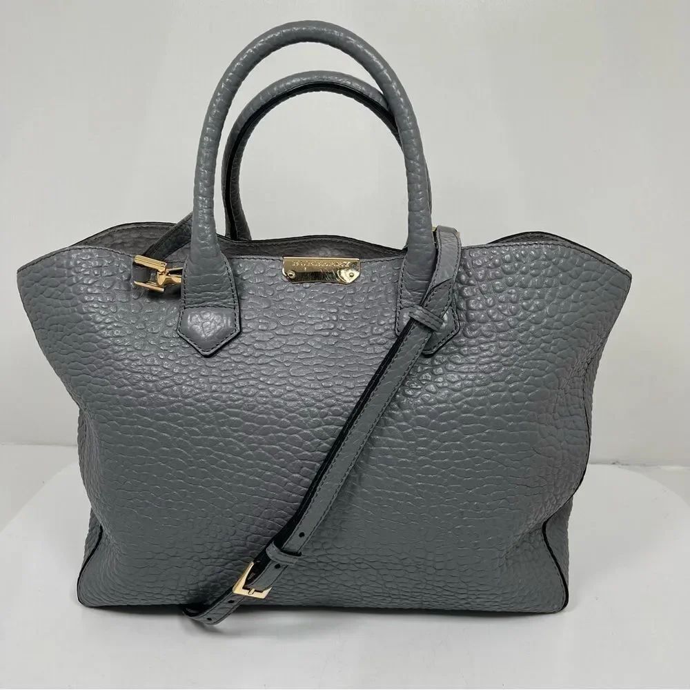 Burberry Pebbled Leather Tote Bag - Dewsburry Color